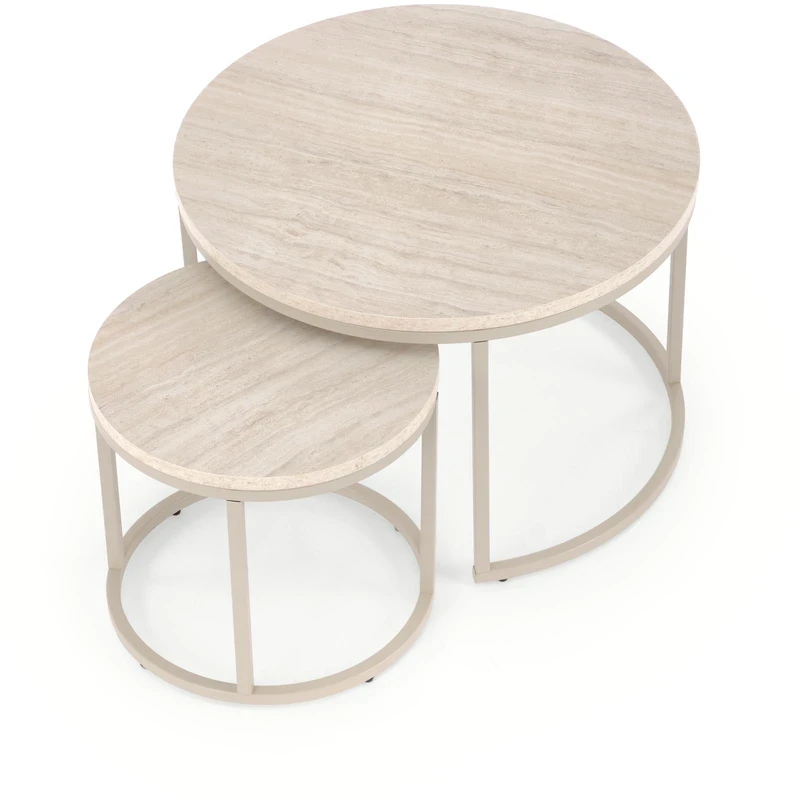 PAOLA set of 2 c. tables, travertine / cashmere
