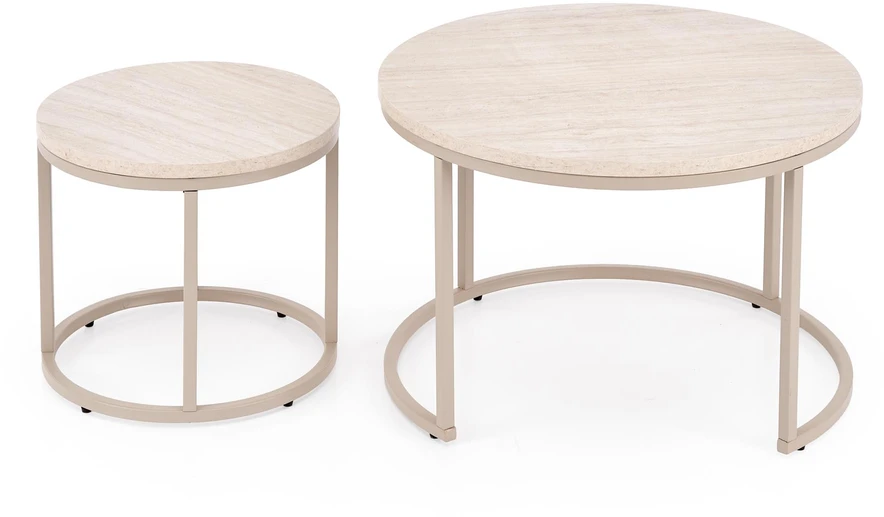 PAOLA set of 2 c. tables, travertine / cashmere