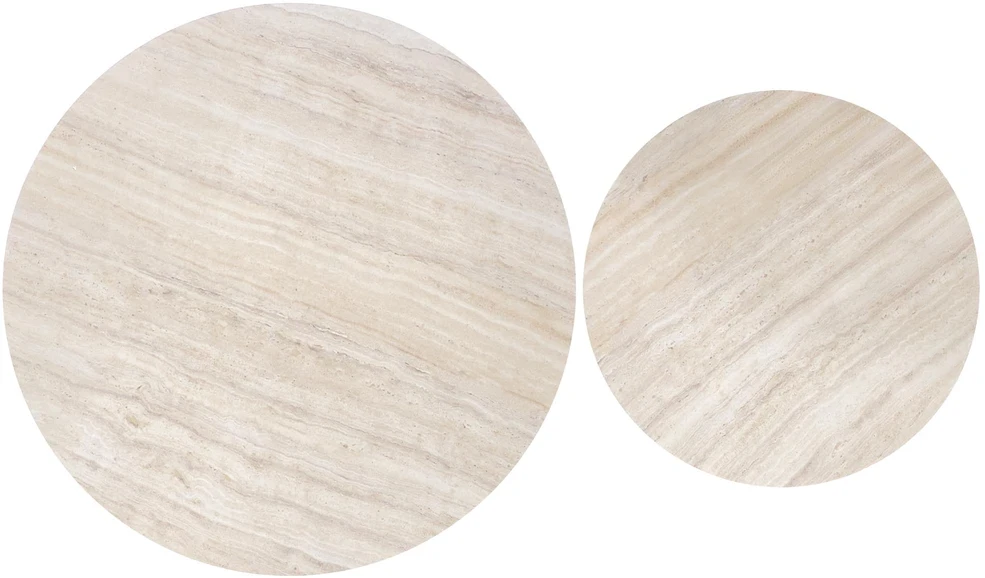 PAOLA set of 2 c. tables, travertine / cashmere