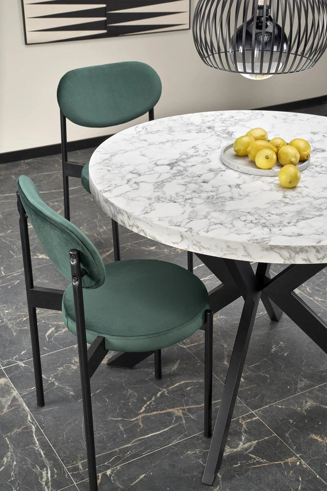 PERONI extension table, baltas marble / juodas