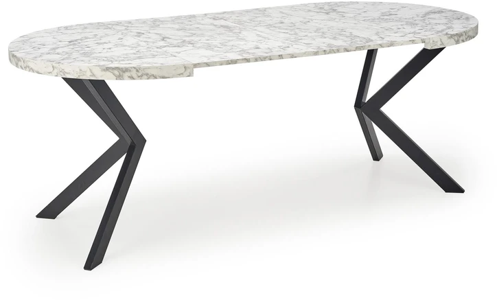 PERONI extension table, baltas marble / juodas