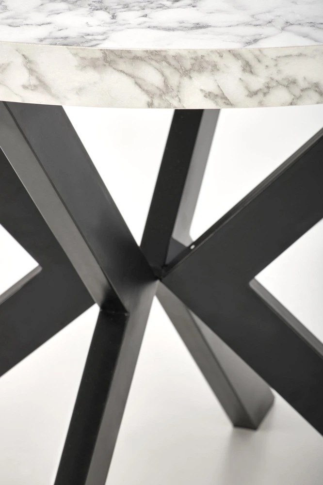 PERONI extension table, baltas marble / juodas