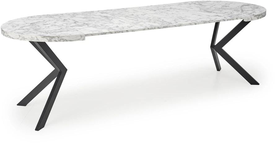 PERONI extension table, baltas marble / juodas