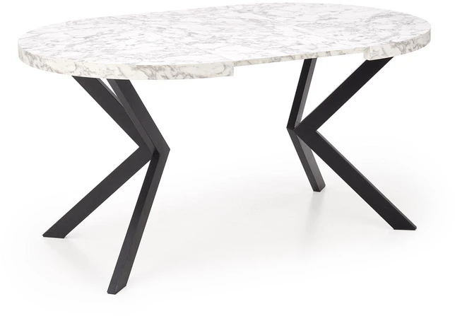 PERONI extension table, baltas marble / juodas