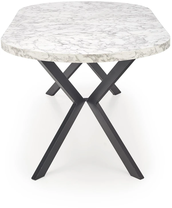 PERONI extension table, baltas marble / juodas