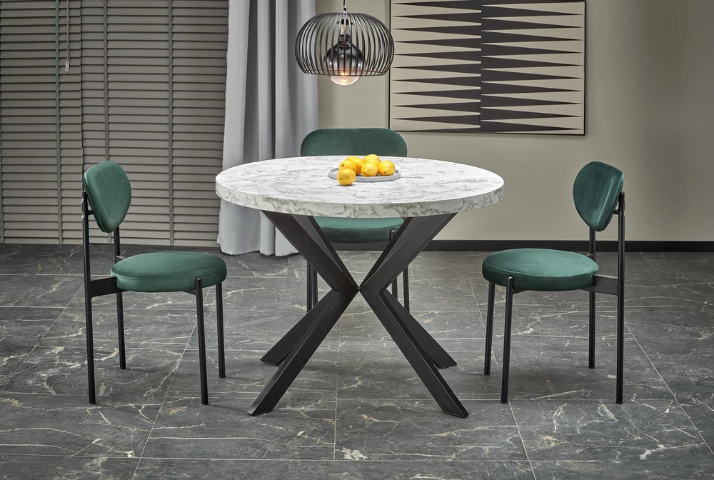 PERONI extension table, baltas marble / juodas