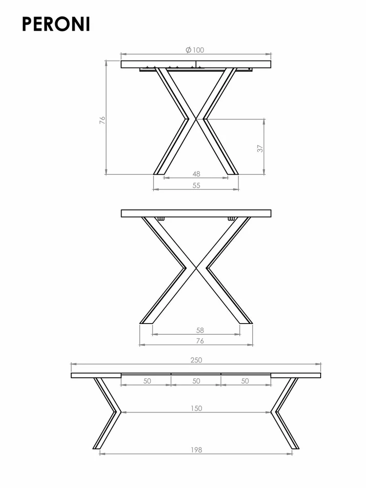PERONI extension table, walnut / juodas