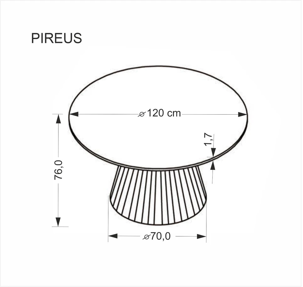 PIREUS apvalus stalas travertinas