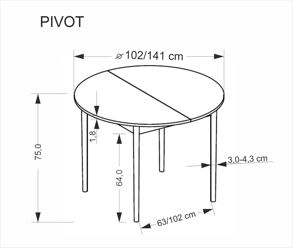 PIVOT prailginamasis stalas - artisan ąžuolas, kojos - juodos