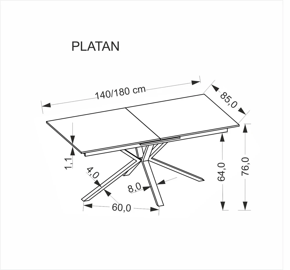 PLATAN extension table, baltas marble / juodas
