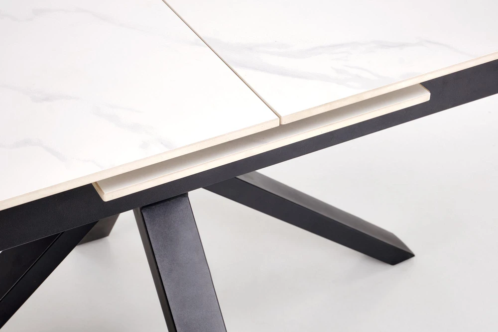 PLATAN extension table, baltas marble / juodas