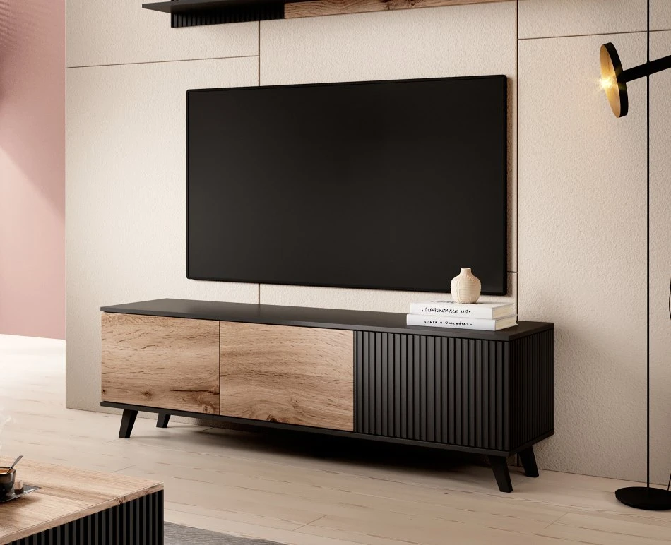 RANDOM RTV-1 TV-stand, color: wotan oak/juodas