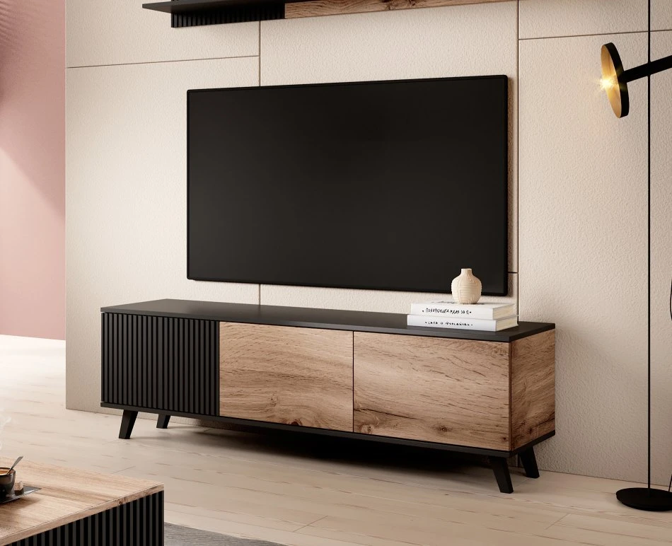 RANDOM RTV-1 TV-stand, color: wotan oak/juodas