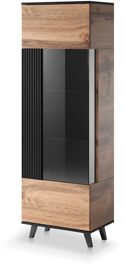 RANDOM W-1 display cabinet, color: wotan oak/juodas