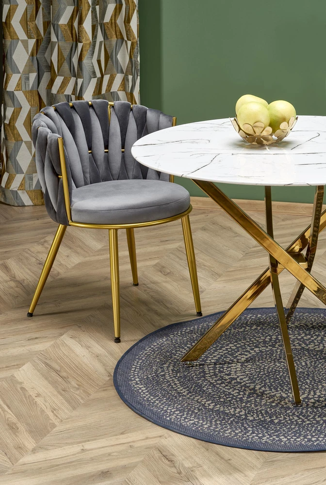 RAYMOND 2 table, baltas marble / auksinis