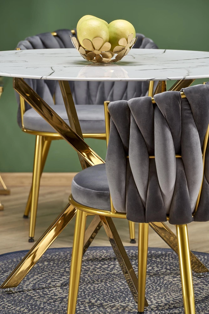 RAYMOND 2 table, baltas marble / auksinis