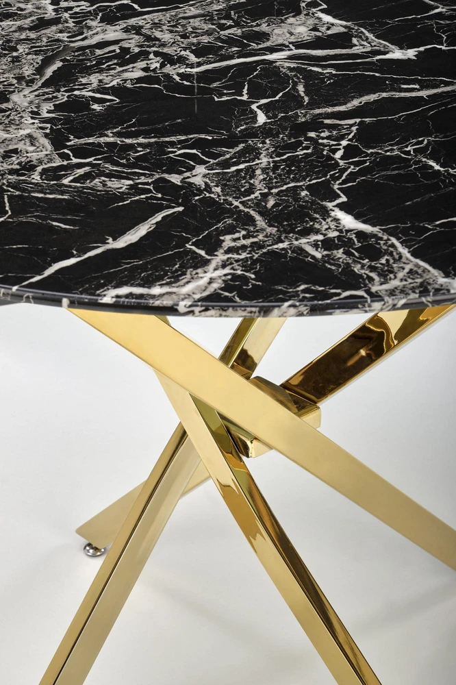 RAYMOND 2 table, juodas marble / auksinis