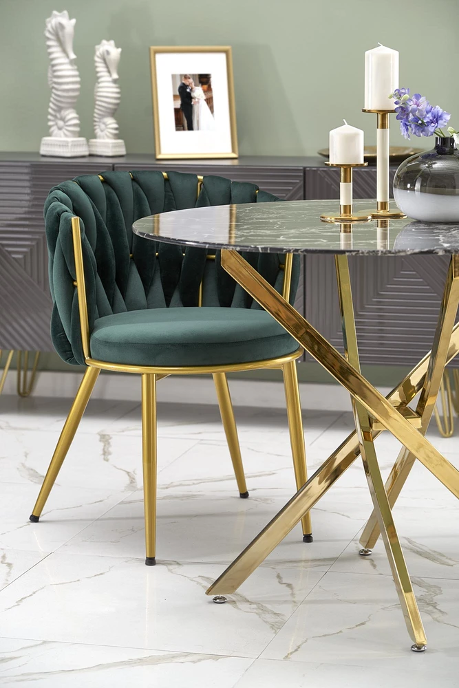 RAYMOND 2 table, juodas marble / auksinis