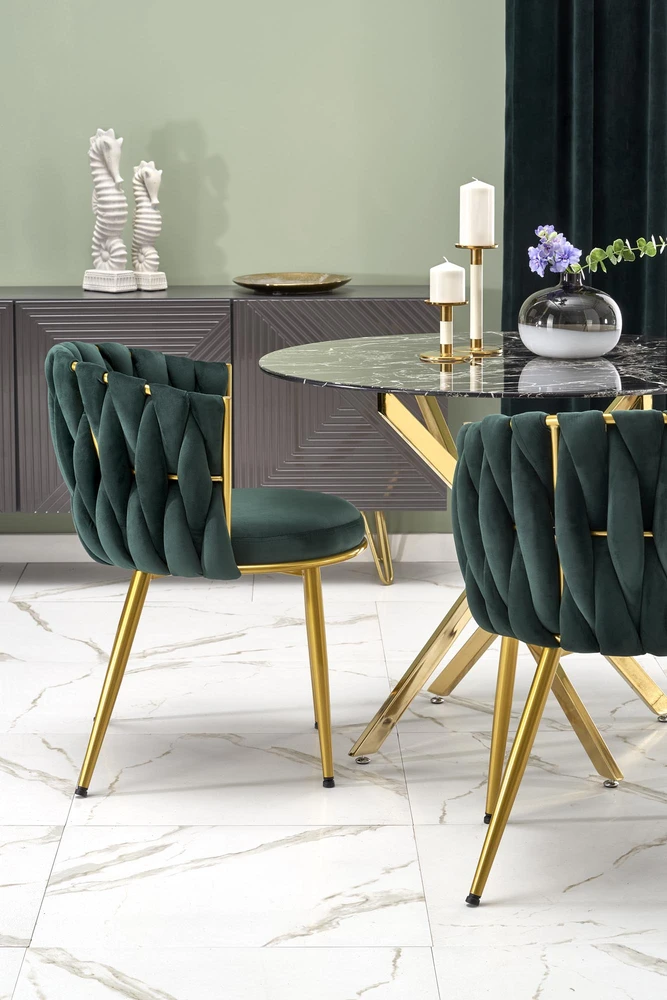 RAYMOND 2 table, juodas marble / auksinis