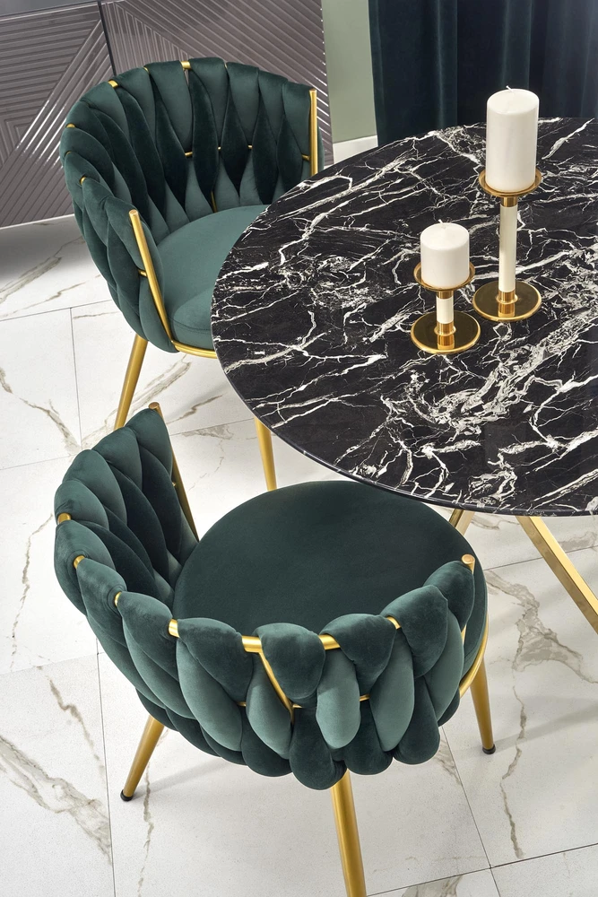 RAYMOND 2 table, juodas marble / auksinis