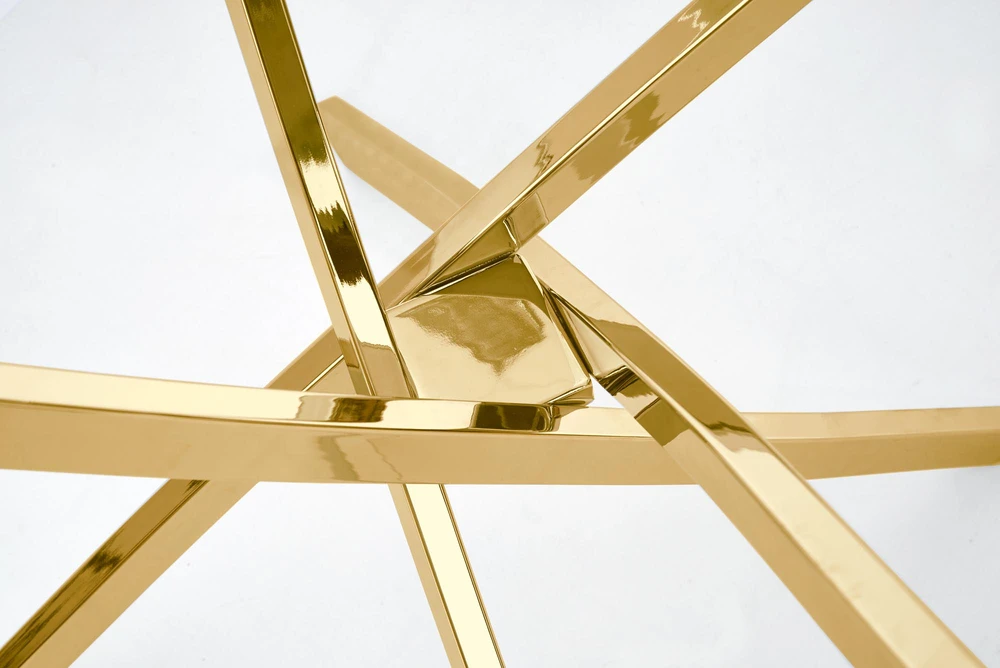 RAYMOND table, color: glass - transparent, legs - auksinis