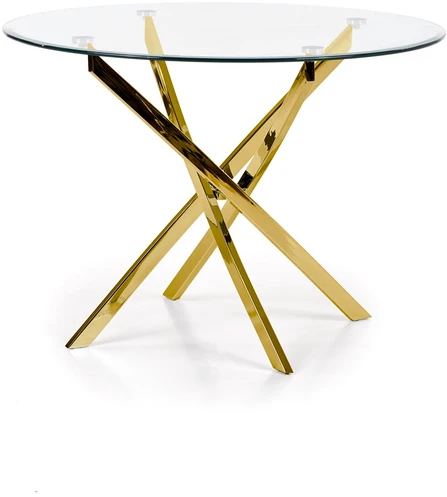 RAYMOND table, color: glass - transparent, legs - auksinis