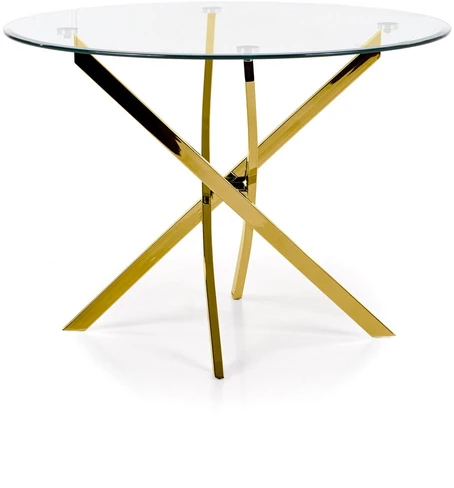 RAYMOND table, color: glass - transparent, legs - auksinis