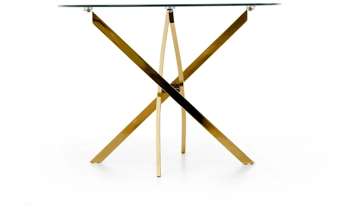 RAYMOND table, color: glass - transparent, legs - auksinis