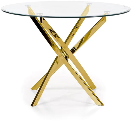 RAYMOND table, color: glass - transparent, legs - auksinis