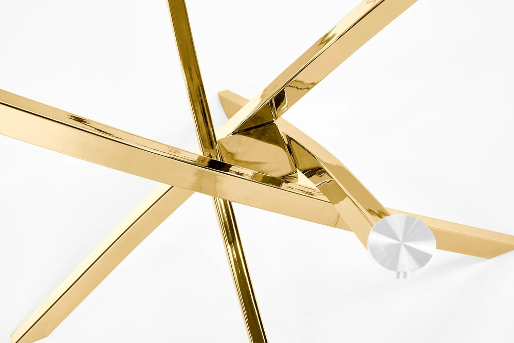 RAYMOND table, color: glass - transparent, legs - auksinis