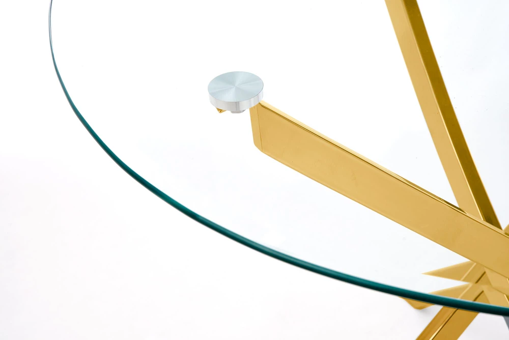 RAYMOND table, color: glass - transparent, legs - auksinis
