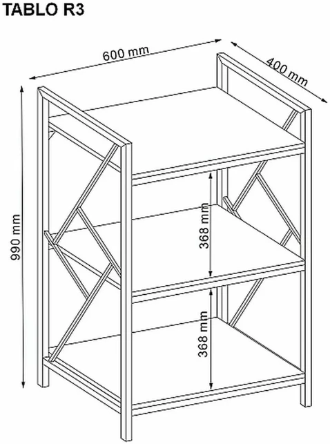 Signal Meble Pastatoma lentyna TABLO R3, ąžuolo/juoda