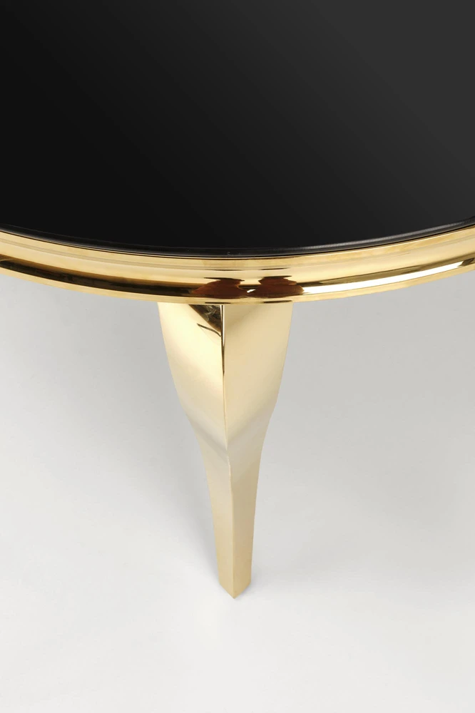 REGINALD_2 table, color: top - juodas glass, legs - auksinis