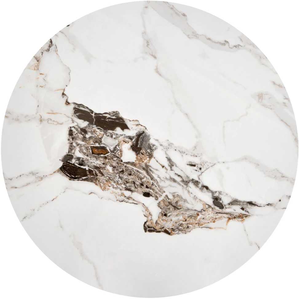 ROSA coffee table, baltas marble / pilkas marble / auksinis