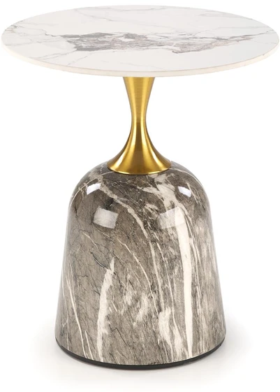 ROSA coffee table, baltas marble / pilkas marble / auksinis