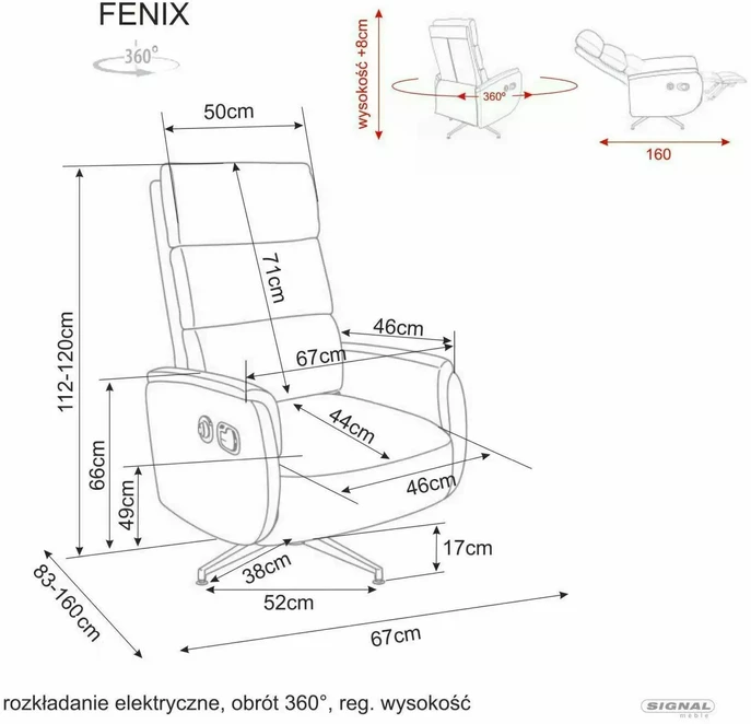 Fotelis Signal Fotel rozkładany Fenix Raven