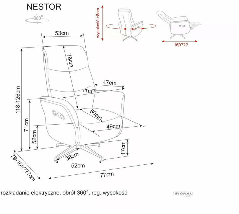 Fotelis Signal Fotel rozkładany Nestor Raven