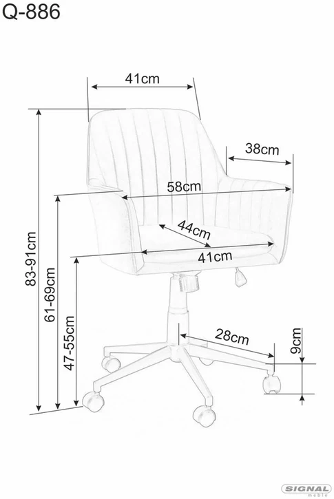 Signal Meble Biuro kėdė Q-886, pilka