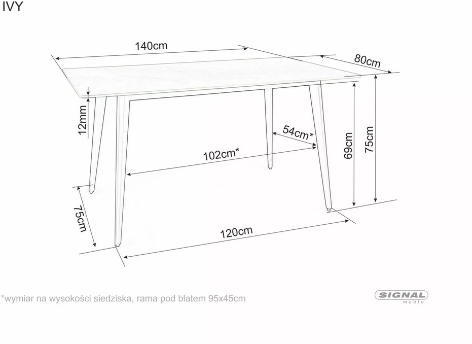 Signal Meble Valgomojo stalas IVY, 140 x 80 cm