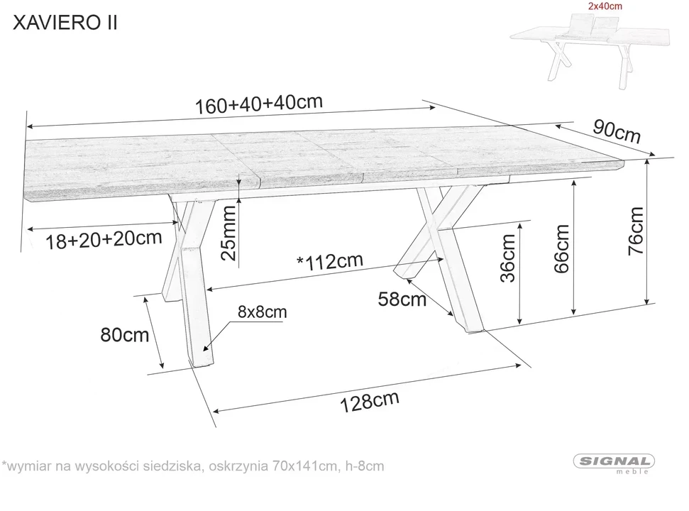 Signal Išskeidžiamas stalas Xaviero II 160-240 cm ąžuolas