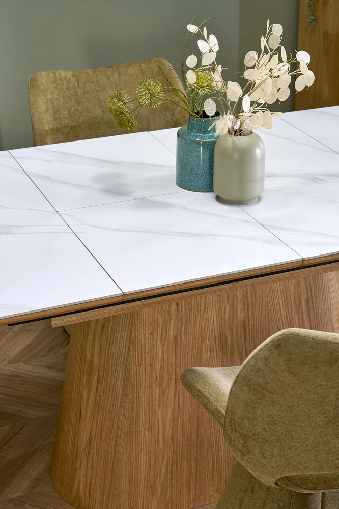 SIRIUS extension table, baltas marble / natural