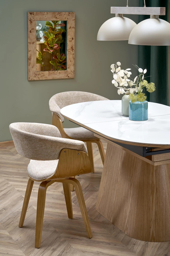 SIRIUS extension table, baltas marble / natural