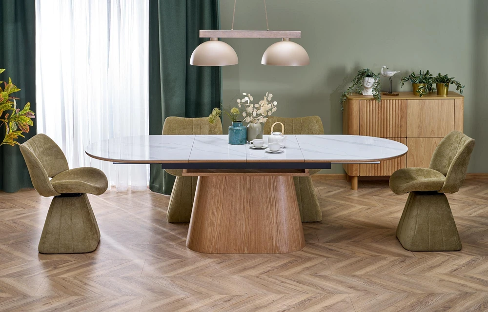 SIRIUS extension table, baltas marble / natural