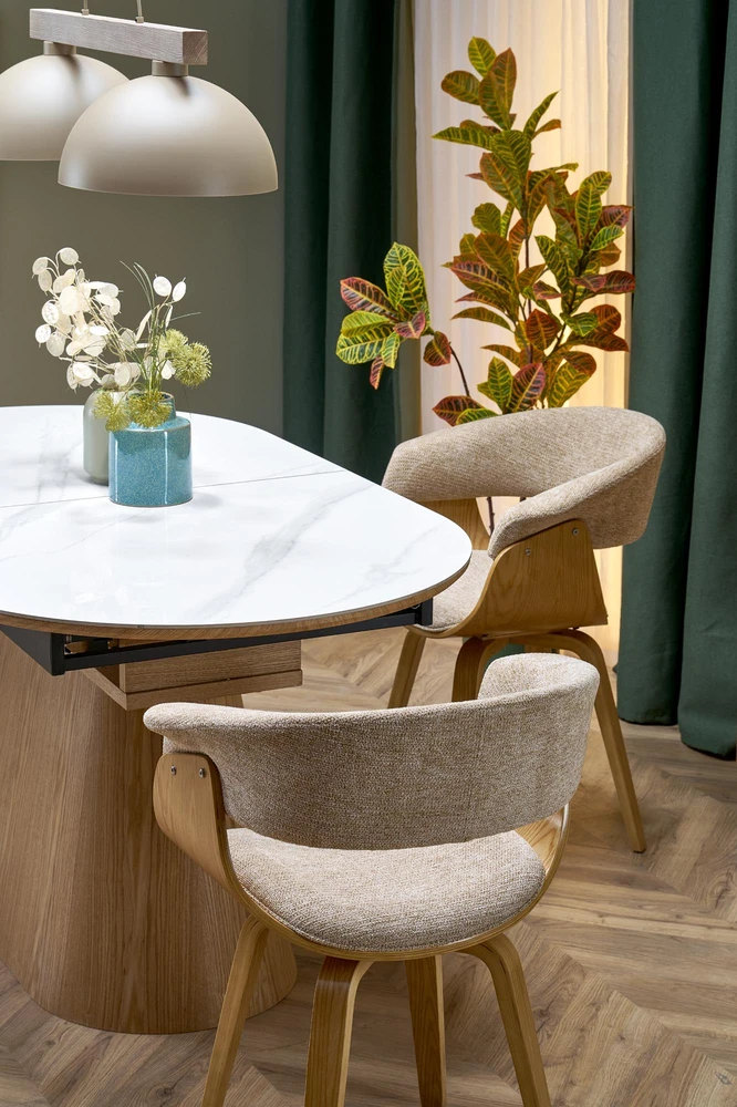 SIRIUS extension table, baltas marble / natural
