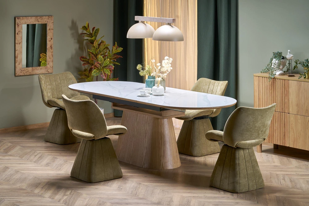 SIRIUS extension table, baltas marble / natural
