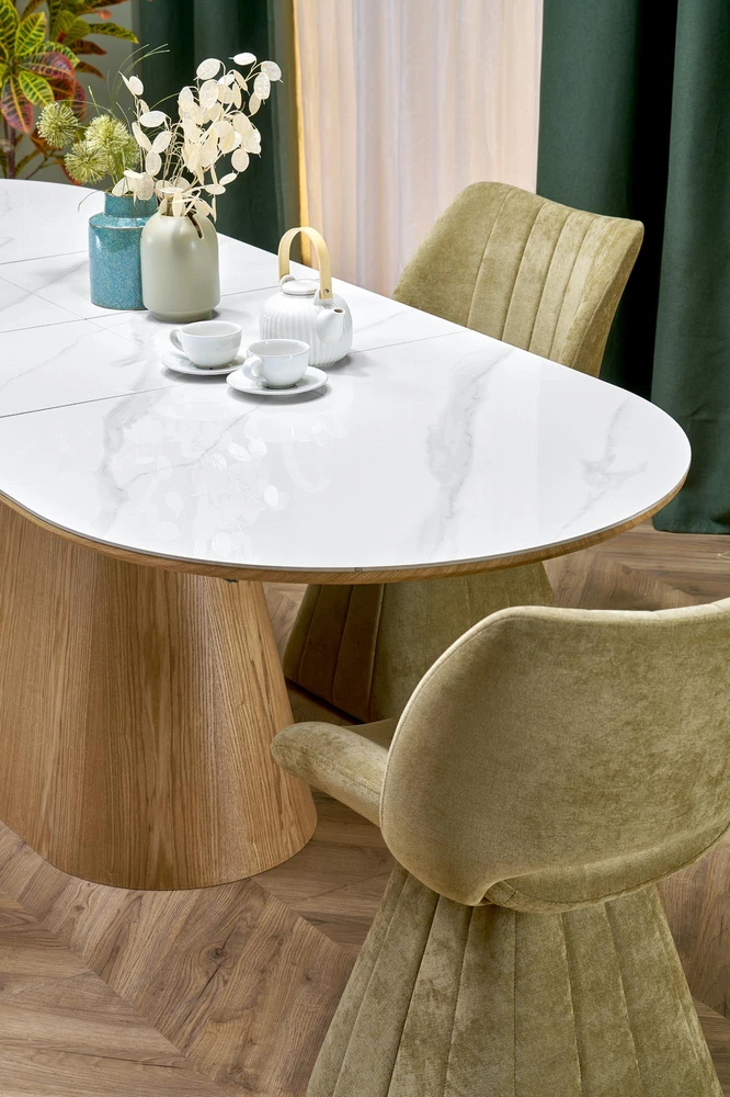 SIRIUS extension table, baltas marble / natural