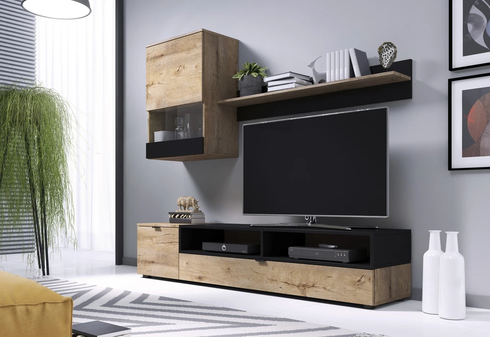 SNAP, wall set color: lefkas oak / juodas matt