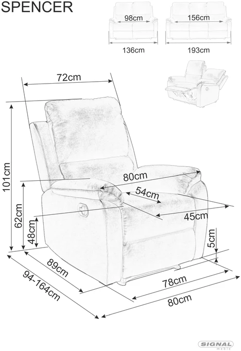 Fotelis Signal Meble Sofa SPENCER 2 VELVET, pilka bluvel 14