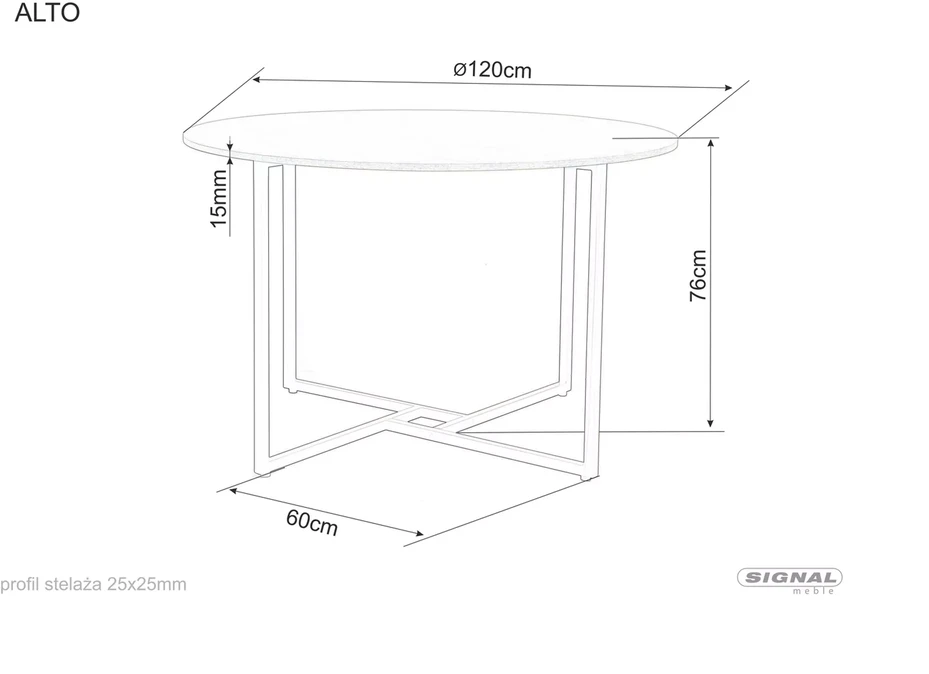 Signal Meble Valgomojo stalas ALTO, 120 cm