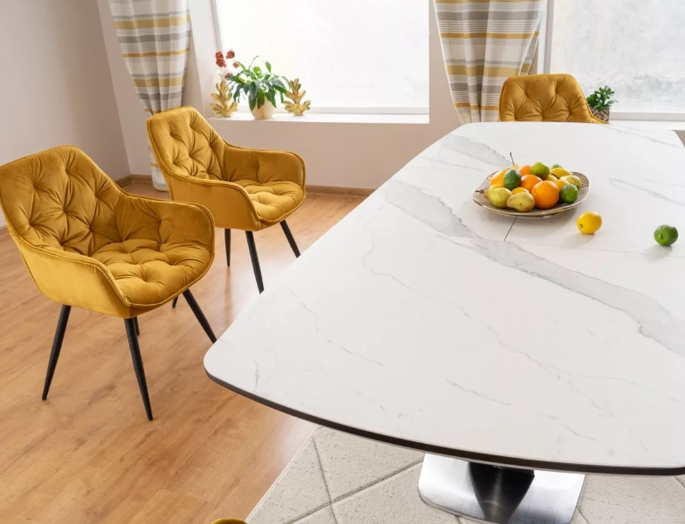 Signal Meble Valgomojo stalas ARMANI CERAMIC, 160 x 90 cm, balta/juoda